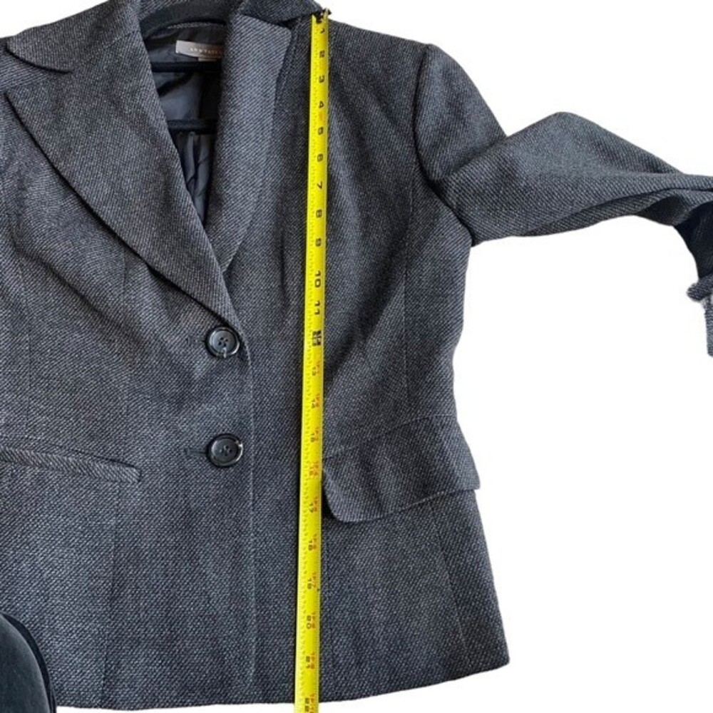 Ann Taylor Womens 0 Charcoal Tweed Blazer Wool Blend - Picture 8 of 8